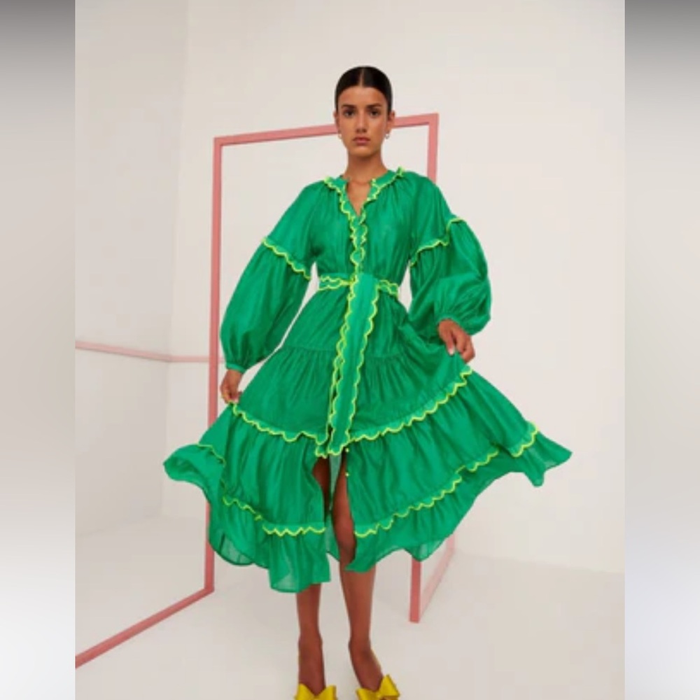 CeliaB Flame Vibrant Green Midi Dress - Picture 3 of 7